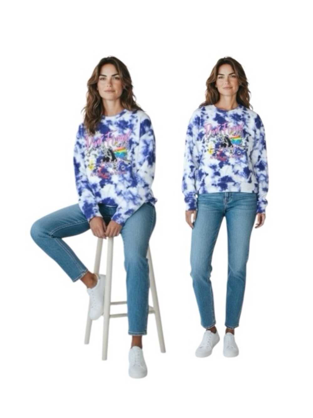 Pink Floyd Blue Tie-Dye Graphic Sweatshirt